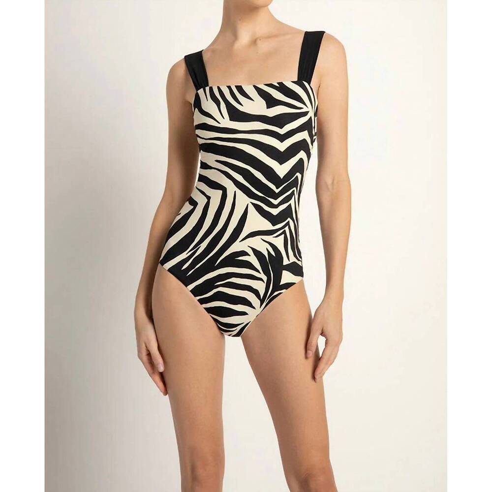 NEW TOUCHÉ thick strap back tie one piece swimsuit in black/white